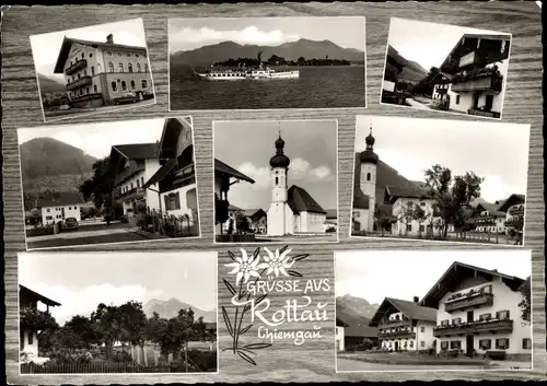 Ak Rottau Grassau im Chiemgau, Teilansichten, Kirche, Schiff