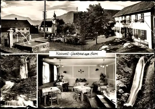 Ak Kleinweil Großweil in Oberbayern, Gasthaus zum Stern, Speiseraum, Wasserfälle bei Zell