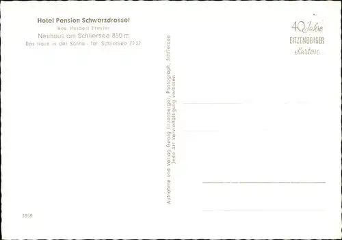 Ak Neuhaus Schliersee in Oberbayern, Hotel Pension Schwarzdrossel