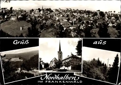 Ak Nordhalben im Frankenwald, Gesamtansicht, Kirche