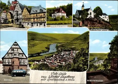 Ak Großheubach am Main Unterfranken, Kloster Engelberg, Miltenberg-Schnatterloch, Maintal, Rathaus