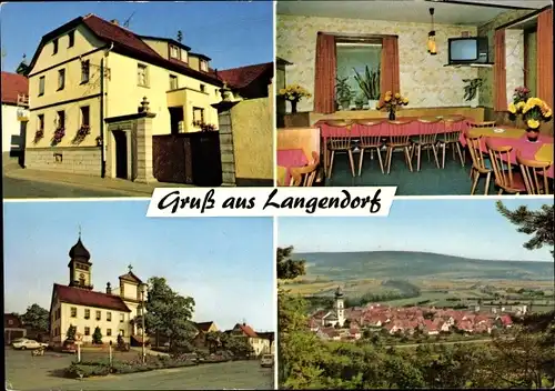 Ak Langendorf Elfershausen Unterfranken Bayern, Gasthaus zum Adler, Speiseraum, Panorama