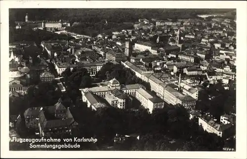 Ak Karlsruhe in Baden, Luftaufnahme, Sammlungsgebäude