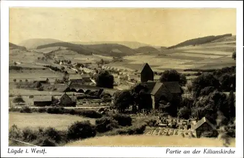 Ak Lügde im Weserbergland, Panorama, Kilianskirche