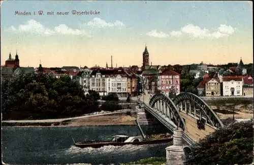 Ak Minden in Westfalen, Stadtbild, neue Weserbrücke