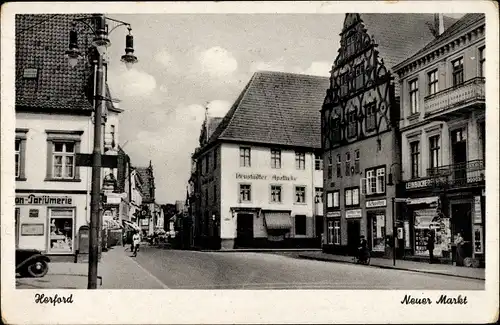 Ak Herford in Westfalen, Neuer Markt, Parfümerie, Apotheke