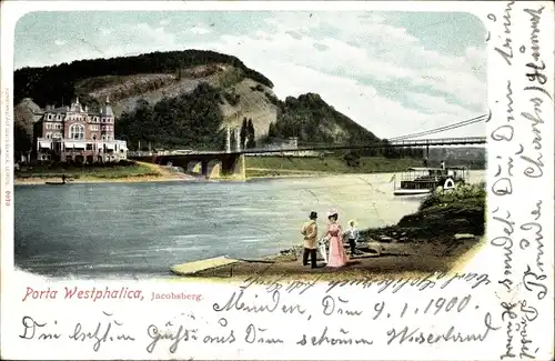 Ak Porta Westfalica an der Weser, Jacobsberg, Brücke