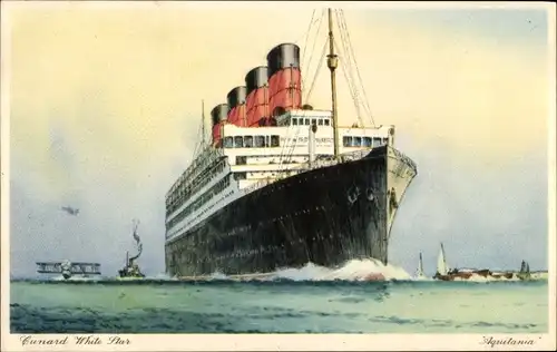 Künstler Ak Passagierschiff RMS Aquitania, Cunard White Star Line