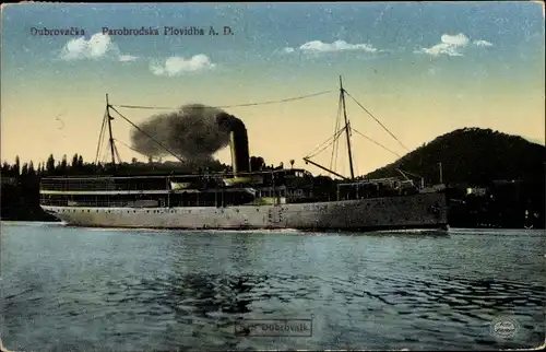Ak Dubrovacka Kroatien, Salondampfer SS Dubrovnik, Parobrodska Plovidba