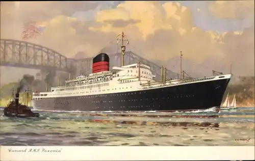 Künstler Ak Passagierdampfer RMS Saxonia, Cunard Line