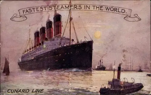 Künstler Ak Passagierdampfer RMS Lusitania, Cunard Line