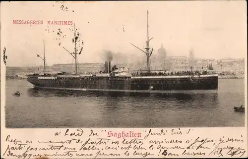 Ak Passagierdampfer Saghalien, Messageries Maritimes