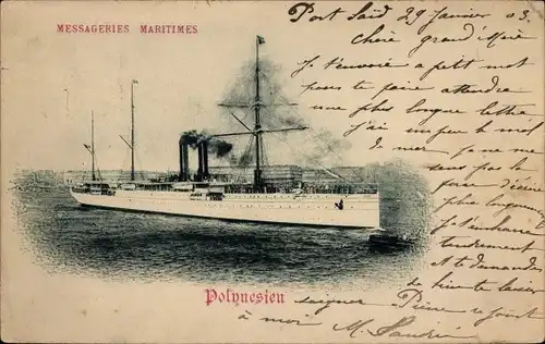 Ak Passagierdampfer Polynesien, Messageries Maritimes