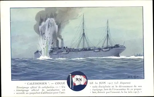 Künstler Ak Dampfer Caledonien, Messageries Maritimes
