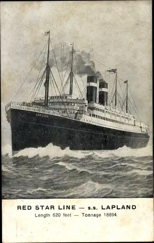 Ak Passagierdampfer SS Lapland, Red Star Line