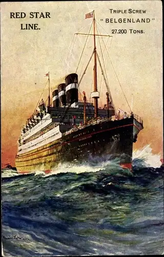 Künstler Ak Passagierdampfer Belgenland, Red Star Line, RSL