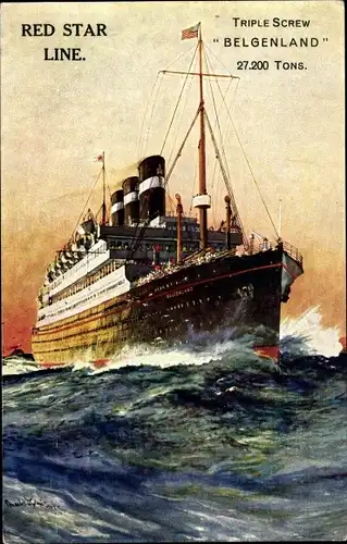 Künstler Ak Passagierdampfer Belgenland, Red Star Line, RSL