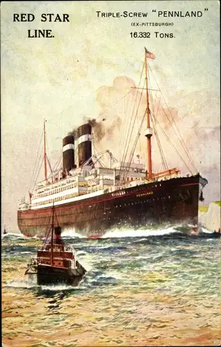 Künstler Ak Passagierdampfer Pennland, Red Star Line