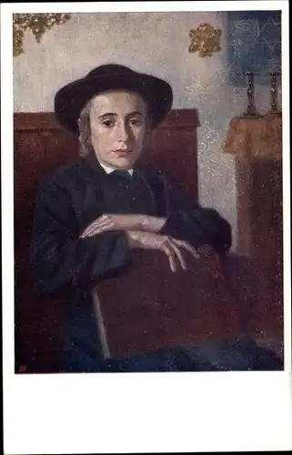 Judaika Künstler Ak Jüdischer Junge, Buch, Kerzenständer