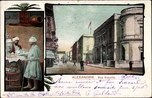 Ak Alexandria Ägypten, Rue Rosette