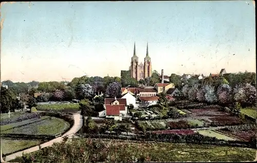 Ak Roskilde Dänemark, Ort mit Umgebung, Kirche