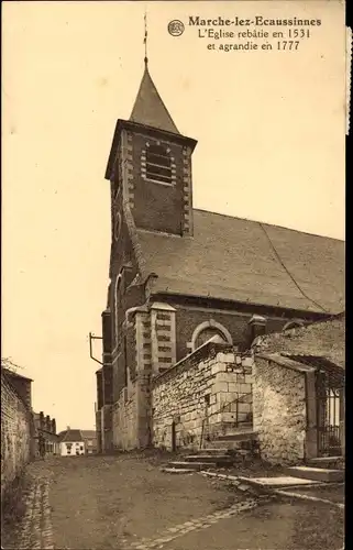 Ak Marche-lez-Écaussinnes Wallonien Hennegau, Kirche