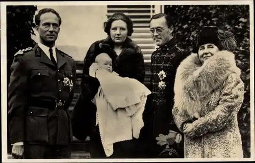 Ak König Leopold III von Belgien zu Besuch in Soestdijk, Juliana der Niederlande, Wilhelmina