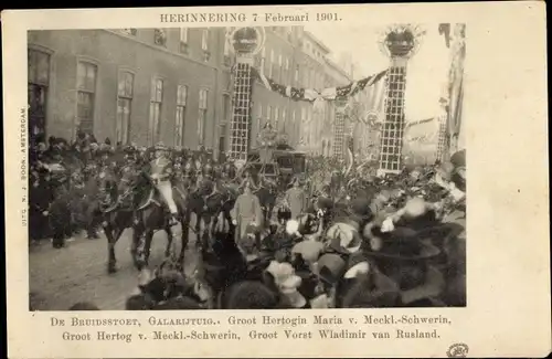 Ak Hochzeit Königin Wilhelmina der Niederlande mit Prinz Heinrich von Mecklenburg-Schwerin 1901
