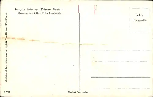 Ak Prinzessin Beatrix der Niederlande, Kinderbett, Teddy