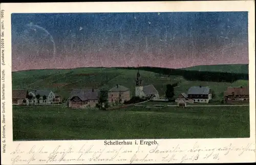 Luna Ak Schellerhau Altenberg im Erzgebirge, Teilansicht vom Ort