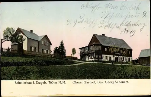 Ak Schellerhau Altenberg im Erzgebirge, Oberer Gasthof