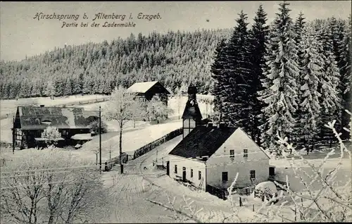 Ak Hirschsprung Altenberg Erzgebirge, Partie bei der Ladenmühle im Winter