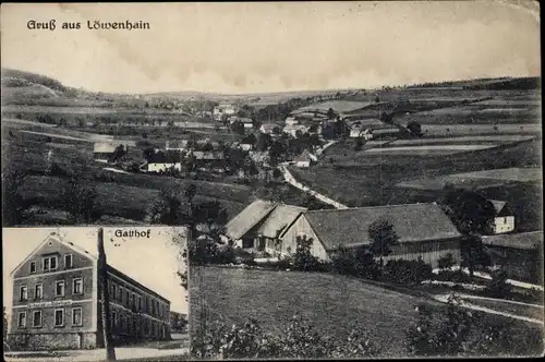 Ak Löwenhain Altenberg im Erzgebirge, Panorama, Gasthof