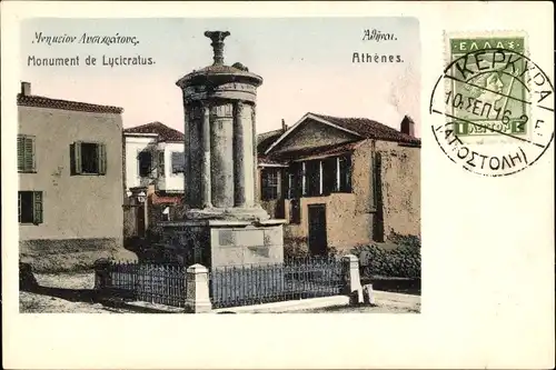 Ak Athen, Griechenland, Denkmal des Lykikratus