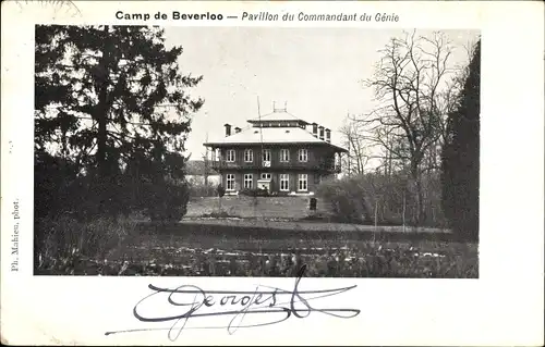 Ak Beverloo Beverlo Beringen Flandern Limburg, Lager, Flagge des Pionierkommandanten