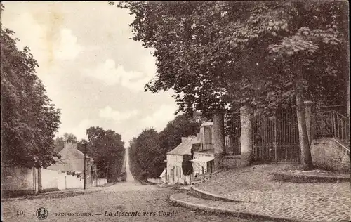 Ak Bon Secours Bonsecours Péruwelz Hennegau, Der Abstieg nach Conde