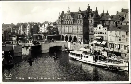 Ak Gdańsk Danzig, Grüne Brücke, Grünes Tor