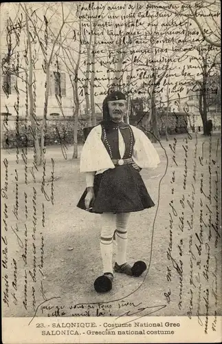 Ak Saloniki Thessaloniki Griechenland, Grieche in Volkstracht