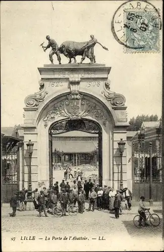 Ak Lille Nord, La Porte de l'Abattoir, Das Tor des Schlachthofes, Arbeiter