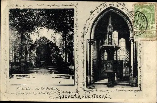 Ak Oostacker Lourdes Ostflandern, Kirche, Innenansicht