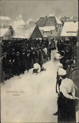 Foto Geising Altenberg im Erzgebirge, Rodelrennen, Endziel, Zuschauer