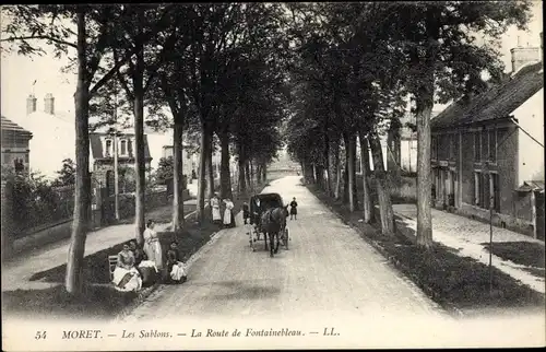 Ak Moret sur Loing Seine et Marne, Les Sablons, La Route de Fontainebleau