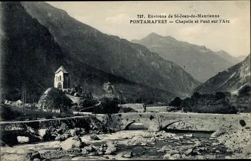 Ak Pontamafrey Savoie, Chapelle et Pont sur l'Arc