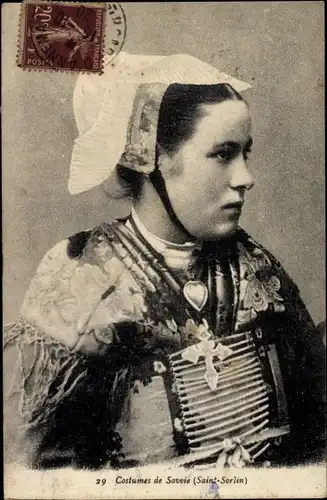 Ak Costume de Savoie, Saint Sorlin, Portrait einer jungen Frau, Trachten