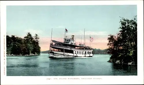 Ak Thousand Islands New York USA, Str. Inselwanderer, Dampfer