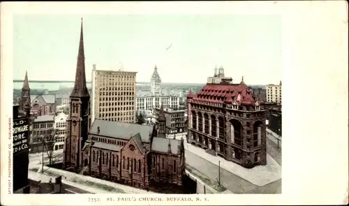 Ak Buffalo New York USA, St. Paul's Church