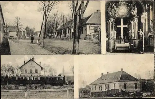 Ak Herrye, Bahnhof, Kirche, Innenansicht, Ortspartien