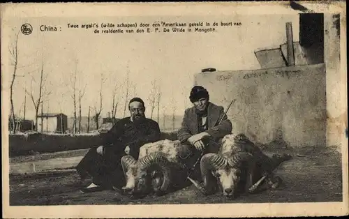 Ak China,Twee argall's door een Amerikaan geveld in de buurt van de residentie van den E. P De Wilde