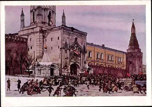 Künstler Ak Uone, Moskau Russland, Einnahme Kreml, Oktober 1917