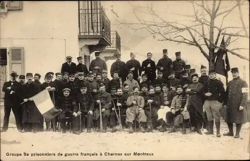 Ak Chernex Montreux Kanton Waadt, Kriegsgefangene französische Soldaten, Winteransicht, I WK